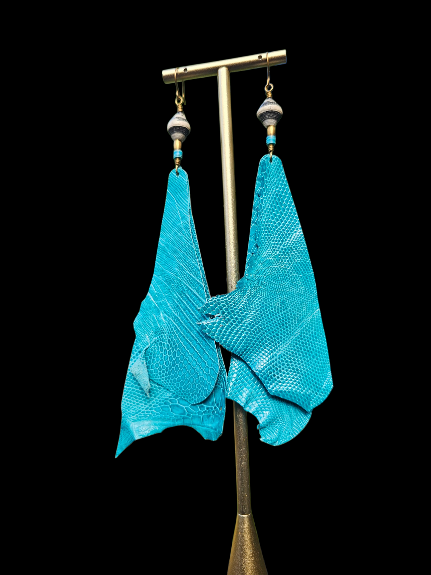 Leather Feather in Turquoise Lizard